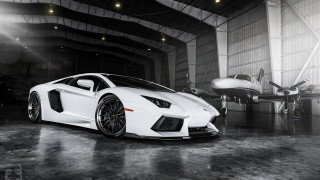 White sports car hangar plane - andrew law free wallpaper
