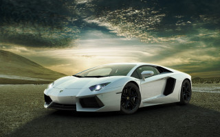 White sports car cloudy sky 8 - a white sports car free wallpaper
