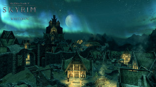 Fantasy village night full moon - epic fantasy free wallpaper