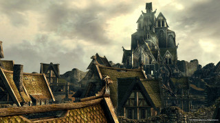 City tower clock tower painting - a roof free wallpaper