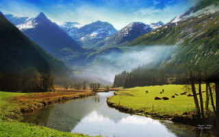 River lush green valley mountains 2 - a lush green valley free wallpaper