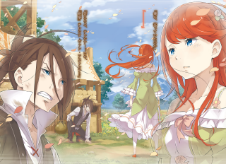 Anime characters building sky background 2 - two anime character free wallpaper