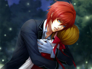 Anime couple hugging trees stars - lostfish free wallpaper