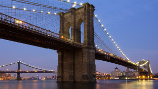 Bridge water lights night city - a bridge over a body of water free wallpaper
