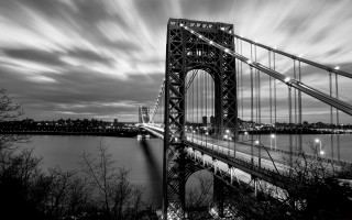 Bridge over water city sky - long exposure free wallpaper