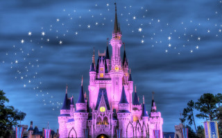 Castle stars sky trees lights - a castle free wallpaper