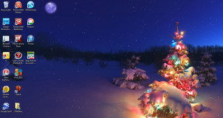 Christmas tree snow night full 5 - a full moon in the background free wallpaper for desktop