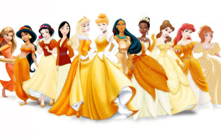 Princesses standing row dresses tiaras - a group of princesses free wallpaper