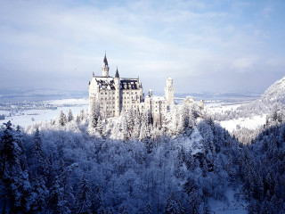 Castle snowy forest trees blue - alfred eisenstaedt free wallpaper