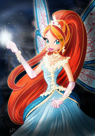 Cartoon fairy holding star blue - her chest free wallpaper