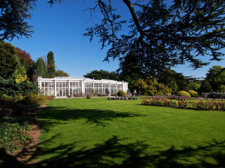 White building autumn park trees - a large white building free wallpaper