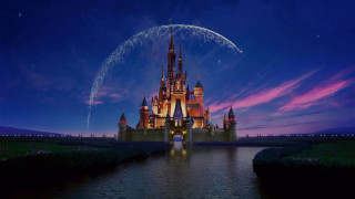 Castle lights water night sky - magical free wallpaper for desktop