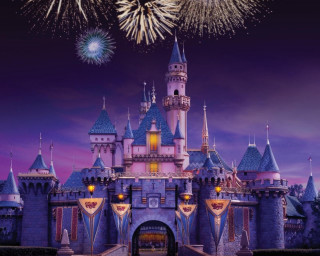 Castle fireworks sky person standing - firework free wallpaper