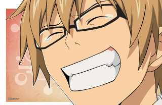 Man glasses smile red background - tachisme free wallpaper