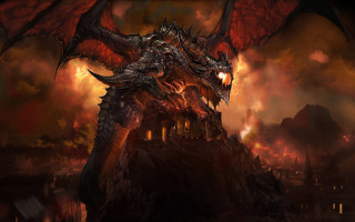 Dragon red eyes fire huge - dragon art free wallpaper