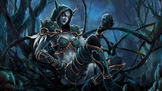 Woman costume knife forest demon - a detailed painting free wallpaper