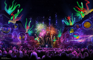 Crowd fireworks colorful lights show - the stage free wallpaper