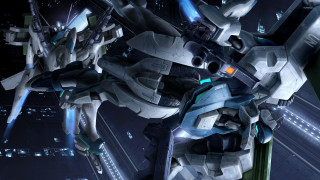 Futuristic robot flying city night - mecha free wallpaper