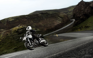 Motorcycle winding road mountainside ride - road free wallpaper