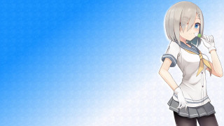 Anime girl school uniform blue - a character portrait free wallpaper