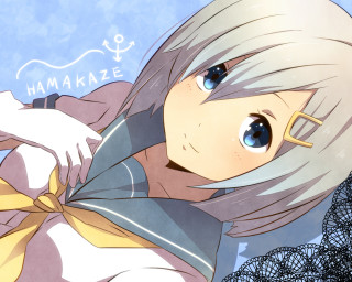 White hair blue eyes ribbon - a yellow ribbon free wallpaper