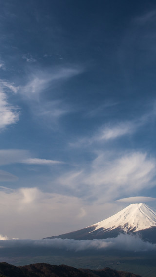 Mountain snowcapped clouds blue sky - white cloud free wallpaper