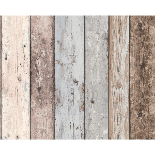 Wooden wall multicolor planks ultrafine - brown free wallpaper