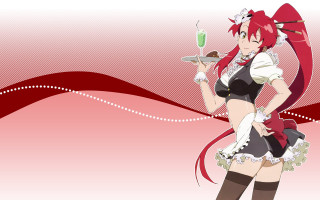 Woman short skirt holding tray - a short skirt holding free wallpaper