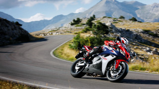 Mountain road motorcycle lake sky - ray free wallpaper