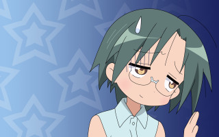 Cartoon character green hair blue - flat free wallpaper