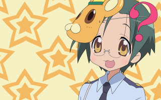 Green haired woman cow hat - toyism free wallpaper
