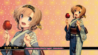 Anime couple holding apples lollipops - kyoani free wallpaper