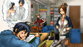 Couple getting married cartoon room - a manga drawing free wallpaper for desktop