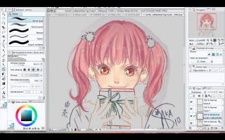 Girl pink hair bow drawing - a digital painting free wallpaper