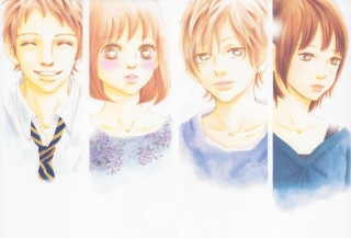 Anime characters expressions group shoulders - different free wallpaper