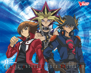 Anime characters group blue background - official art free wallpaper for desktop