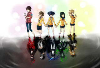 Anime girls rainbow background horse - a horse and a man free wallpaper