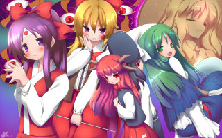 Anime girls purple background cat - cat free wallpaper
