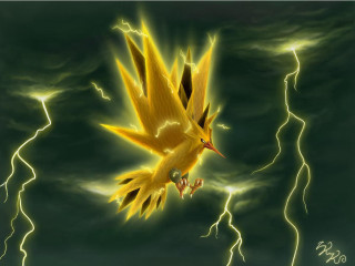 Yellow bird flying cloudy sky - lightning free wallpaper