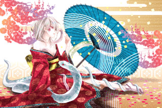 Woman red dress umbrella white - a white swan free wallpaper
