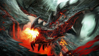 Dragon red flames wings fire - its mouth free wallpaper