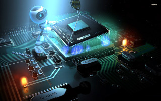 Computer chip robot light glow - a computer chip free wallpaper