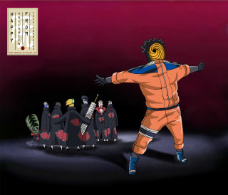 Cartoon man orange outfit sword - epic scene free wallpaper