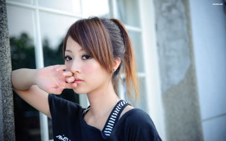 Woman ponytail window hand cheek - her cheek free wallpaper