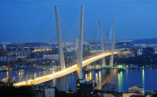 Bridge water night lights city 3 - a matte painting free wallpaper