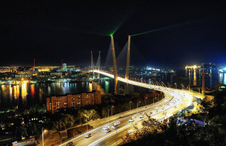 Night city bridge river lights 2 - the road free wallpaper