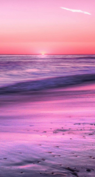 Pink purple sunset ocean surfer - impressionist free wallpaper