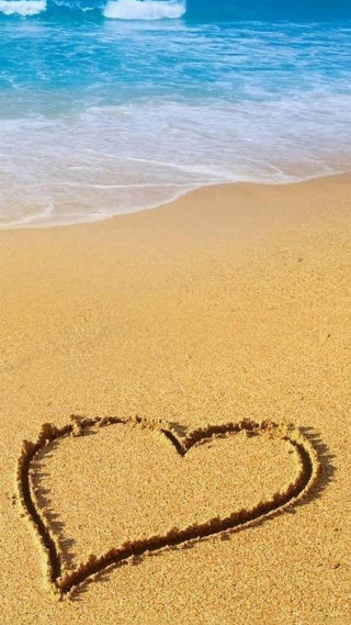 Heart sand beach waves boat - the sand free wallpaper