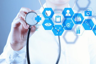 Doctor stethoscope medical icon blue - cybernetic free wallpaper