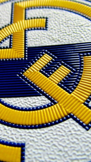 Soccer ball cross blue yellow - international typographic style free wallpaper